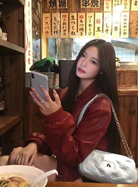 红色机车风皮衣外套女2025年春