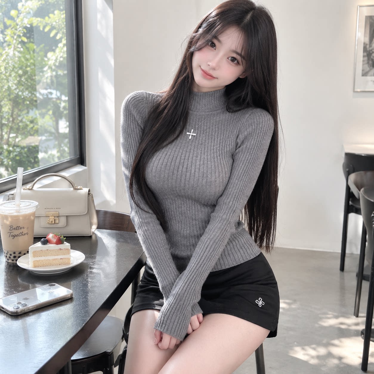 半高领软糯针织打底衫女秋冬