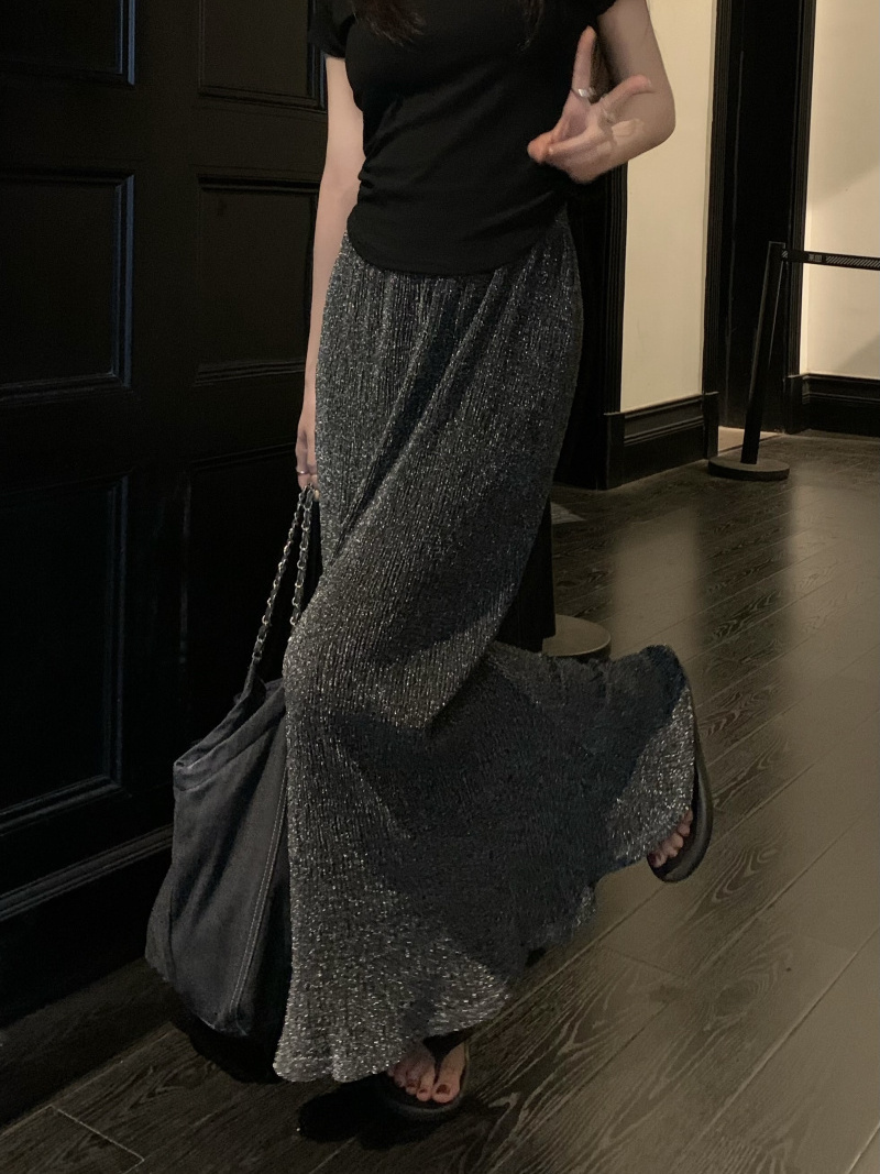 亮闪闪气质鱼尾裙女秋冬