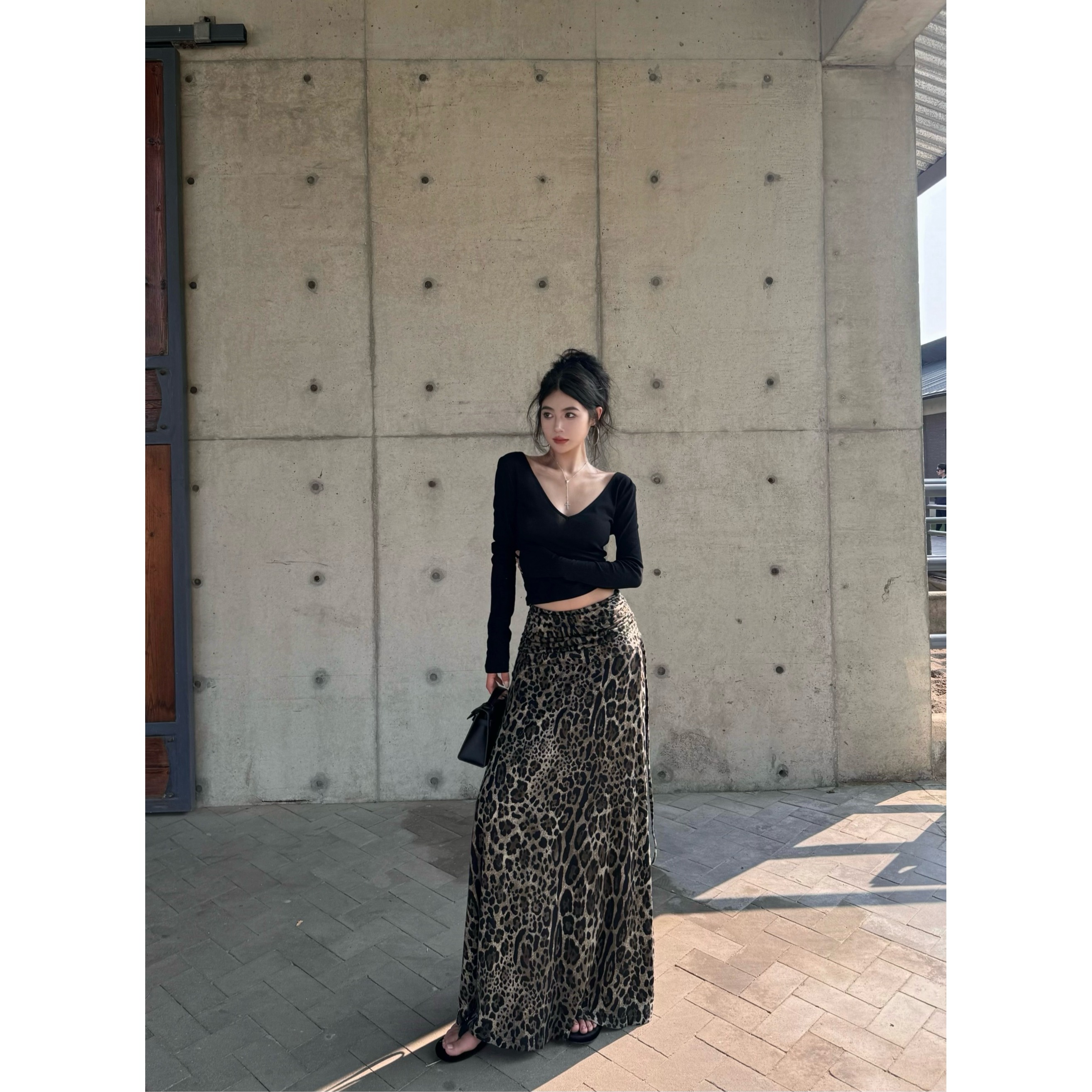 豹纹半身裙女2025春季新款