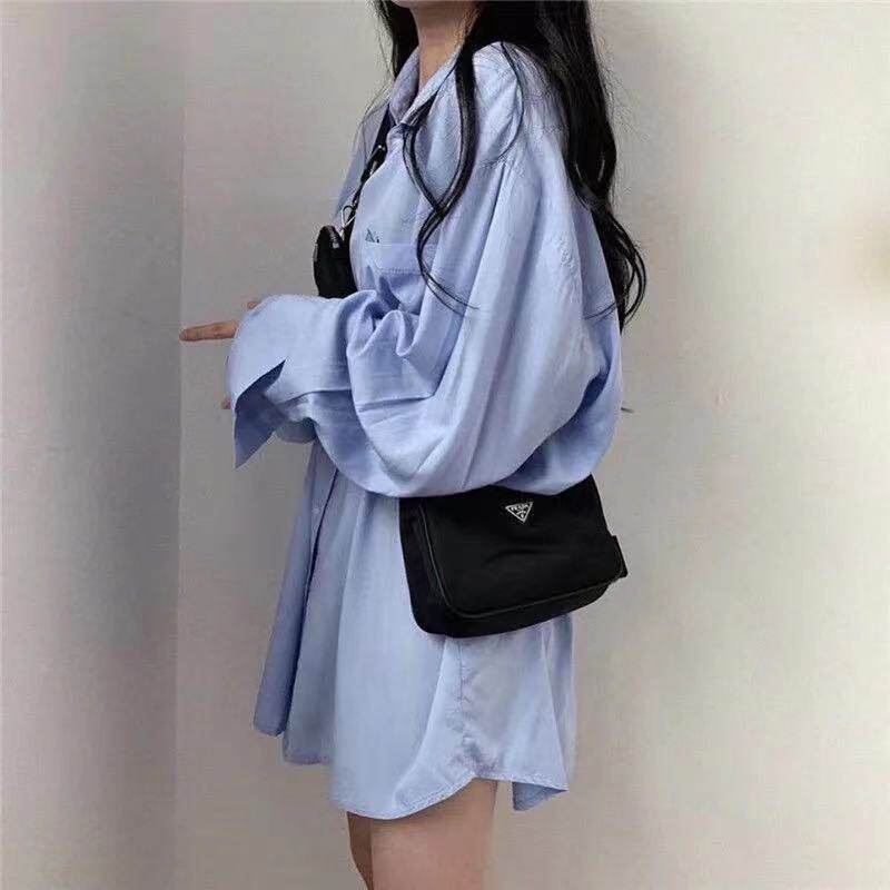 韩风chic防晒防晒长袖韩版bf风宽松长款学生衬衫上衣女