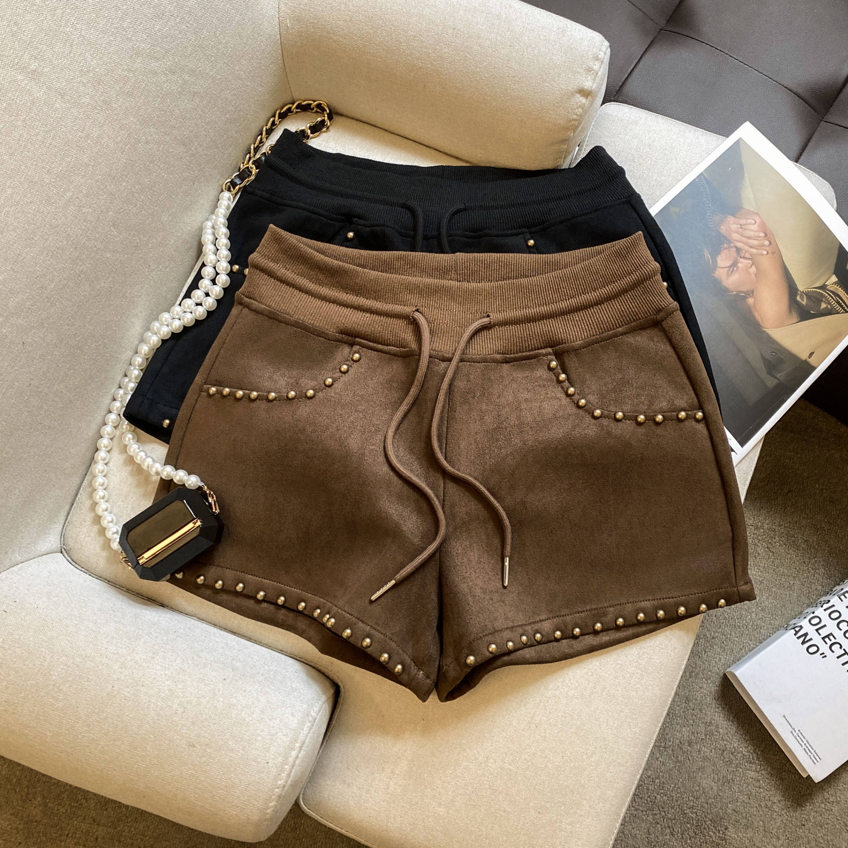 美式复古小众休闲短裤女2025秋季新款高腰显瘦气质辣妹A字热裤子