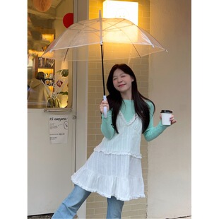 白色吊带连衣裙女春秋2026年新款小个子韩系叠穿罩裙打底a字短裙