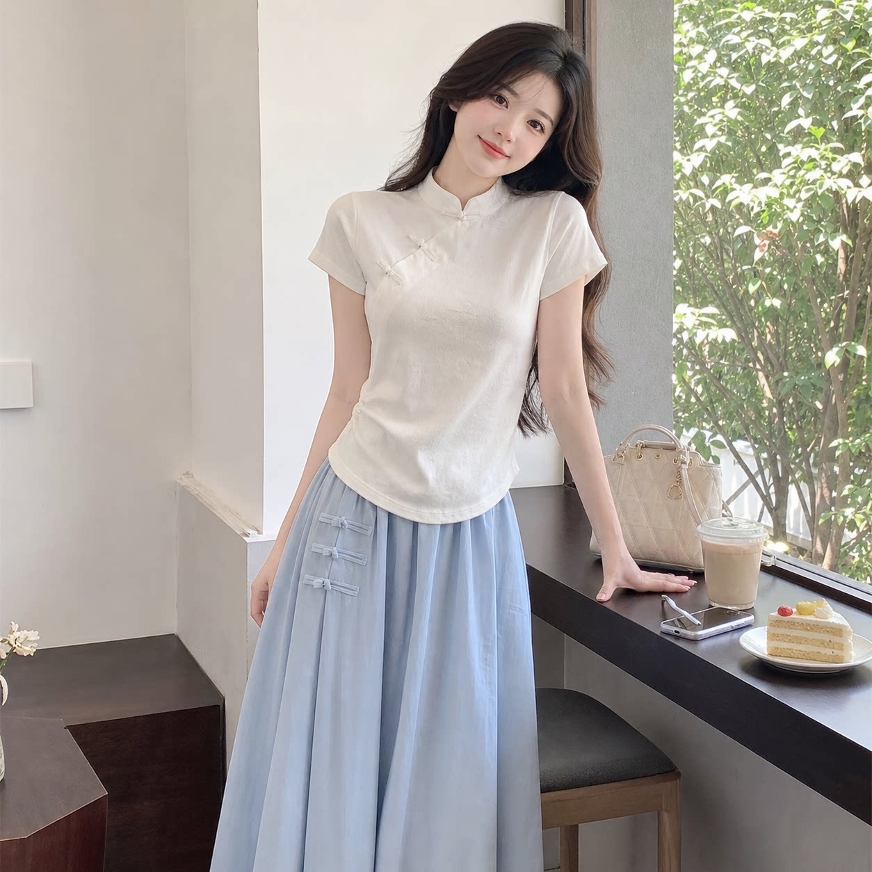 夏季新中式汉元素旗袍两件套女