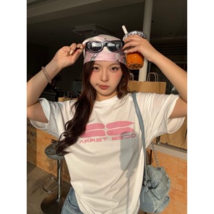 重磅纯棉美式白色短袖t恤女2026新款夏季高级感潮流印花体恤上衣