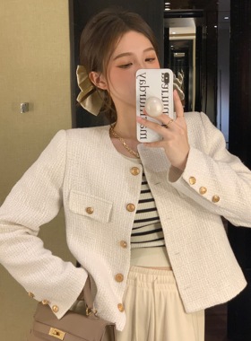 法式小香风外套女春秋2024新款韩系气质名媛高级感小个子短款上衣
