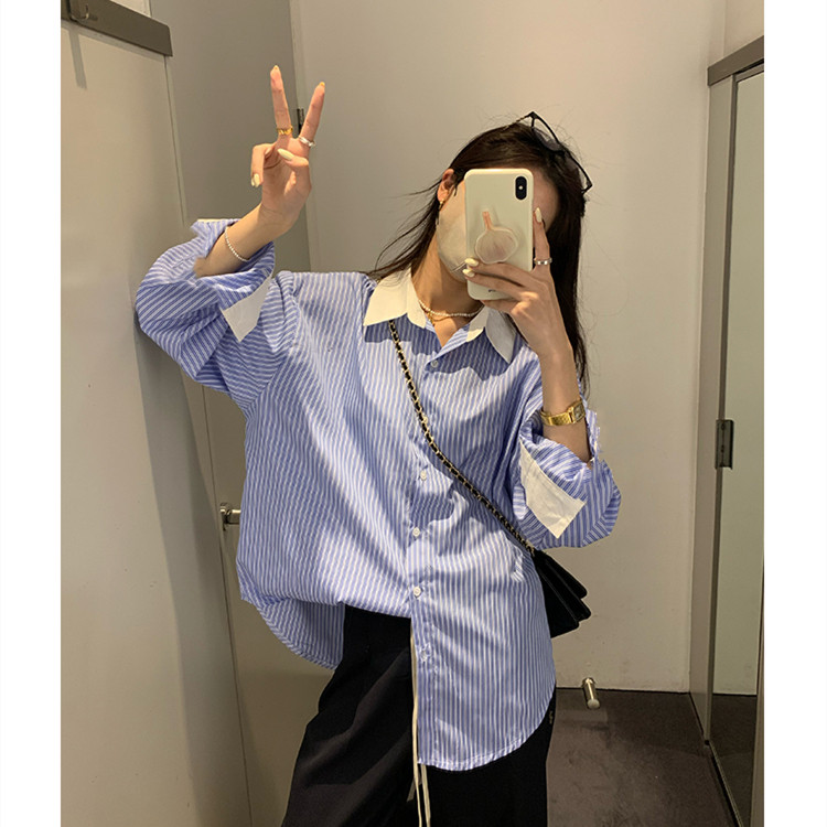 法式荷叶边格纹蝴蝶结长袖衬衫女装秋季新款宽松简约别致减龄上衣