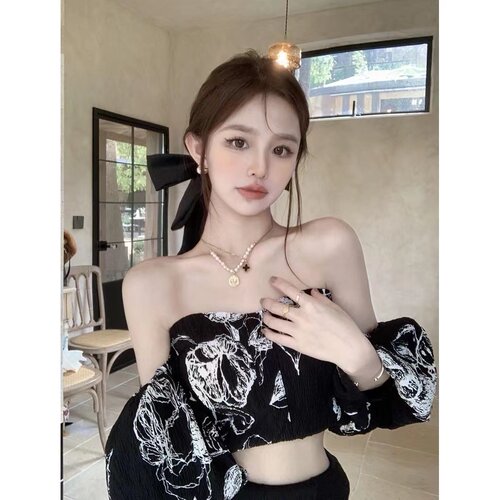 港味复古水墨印花背心吊带