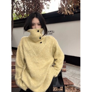 韩系高领毛衣女秋冬2025新款软糯慵懒风高级感超好看复古上衣