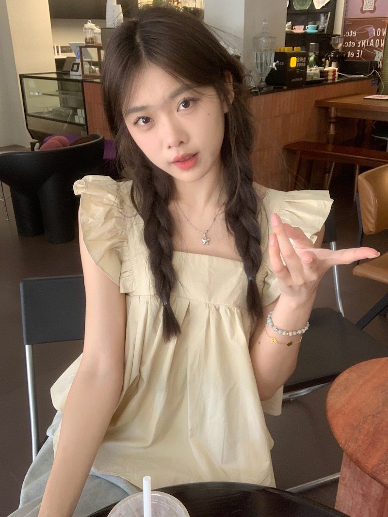 蝴蝶结露背无袖衬衫别致小衫