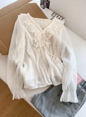 春季轻熟风刺绣雪纺衫女