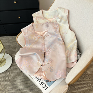 新中式马甲坎肩小背心女装春季复古国风盘扣春秋外搭马夹上衣