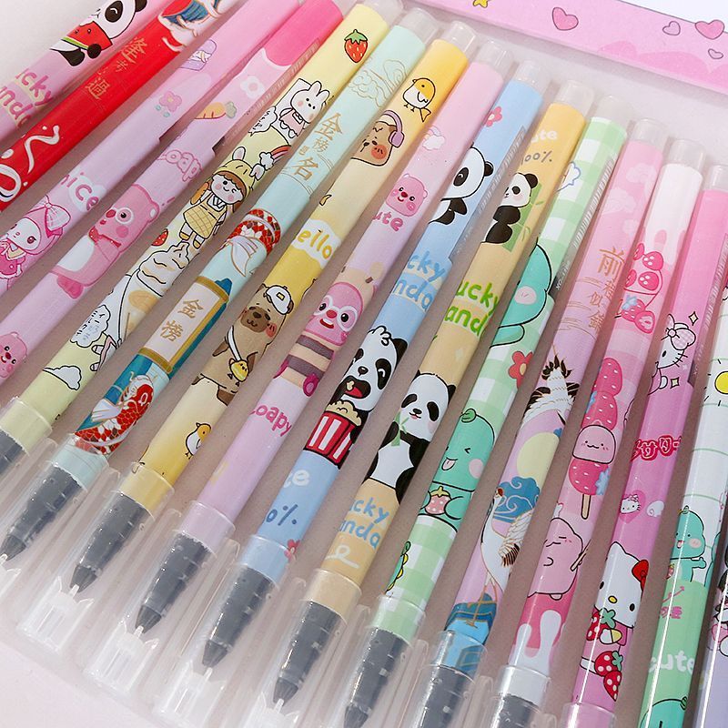 【速抢】彩色卡通速干走珠笔黑色高颜值针管大容量0.5中性笔学生