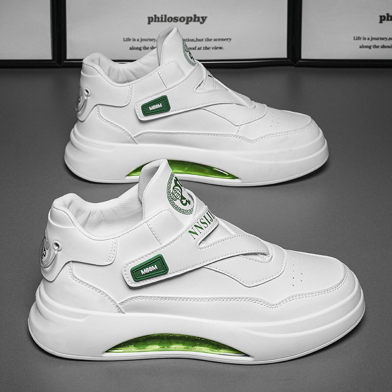 跨境男士气垫小白鞋厚底高帮内增高百搭潮流休闲外贸爆款男鞋大码