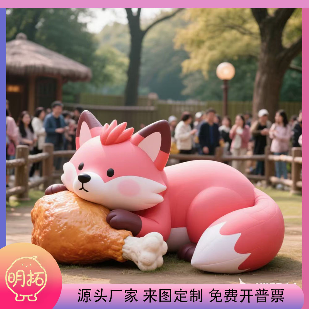 定制卡通发光充气鸡腿狐狸气模IP