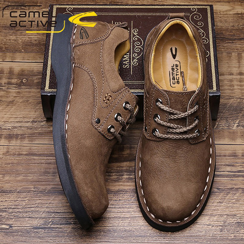 德国骆驼动感头层牛皮大头鞋