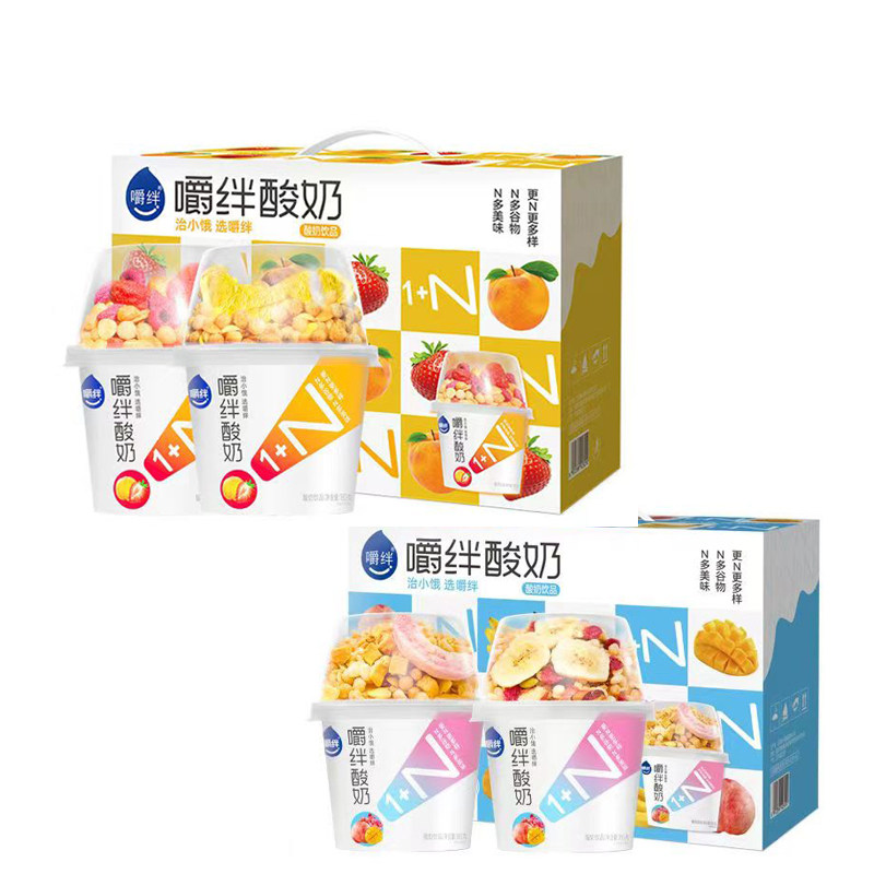 嚼绊水果谷物酸奶营养代餐蒙牛嚼拌食光草莓燕麦早餐奶多规格选择