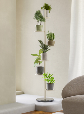 顾得家具阳台铁艺花架落地多层植物摆放架置物架多肉花盆托盘圆形