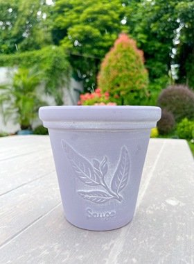 ins风北欧简约紫色浮雕花盆透气陶盆室内盆器高级