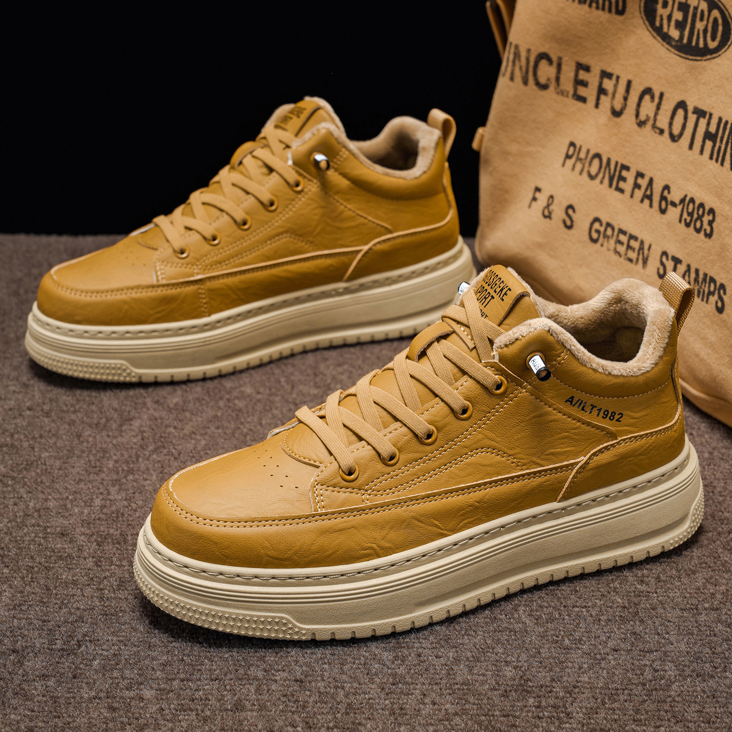 男鞋2025新款冬季懒人免系带加绒保暖休闲鞋板鞋男款薄绒厚底鞋子