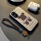 适用于小米红米turbo4PRO手机保护壳新款 小米civi2保护套布纹小熊xiaomimix4卡通防摔挂绳12t全包防摔男女款