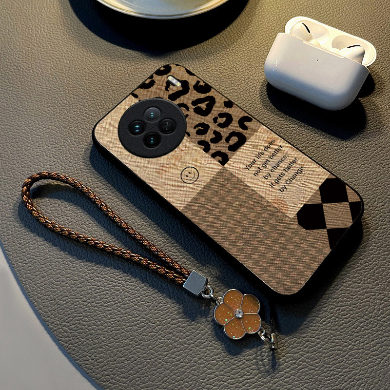 适用vivox90布纹简约保护套挂绳