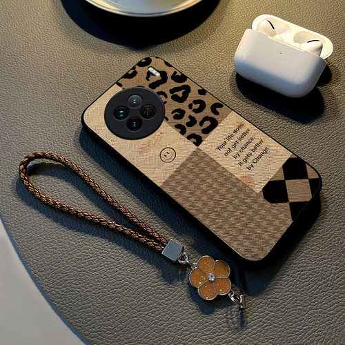 适用vivox90布纹简约保护套挂绳