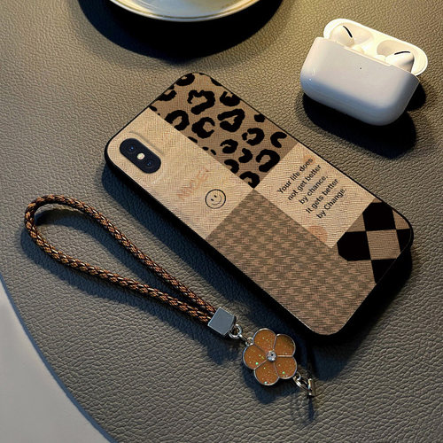 适用苹果x布纹创意保护套挂绳