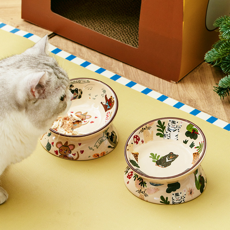 西比尔可爱陶瓷猫狗碗可爱防黑下巴倾斜高脚护颈家用猫狗饮水碗盆,餐饮具,碗,淘宝优惠券,粉丝福利购,淘宝优惠卷