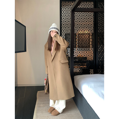 米花家【伦敦手记】小个子高级感毛呢外套女正肩中长款气质大衣