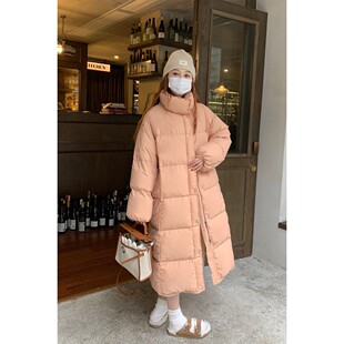 【五百推荐】米花家 暖冬立领长款过膝羽绒服加厚90白鸭绒外套