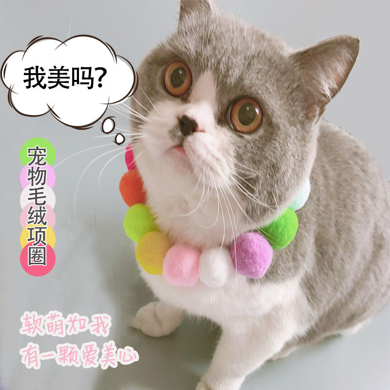 猫咪项圈毛球项圈狗狗毛球项圈柴犬柯基脖圈网红宠物拍照饰品包邮