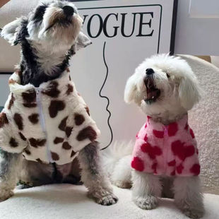 宠物衣服冬加厚爱心仿皮草中小型犬猫咪雪纳瑞贵宾泰迪保暖两脚衣