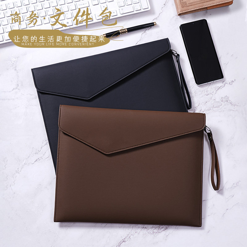 双层皮质文件袋定制A4文件夹商务加厚文件包公文包学生磁扣式防水