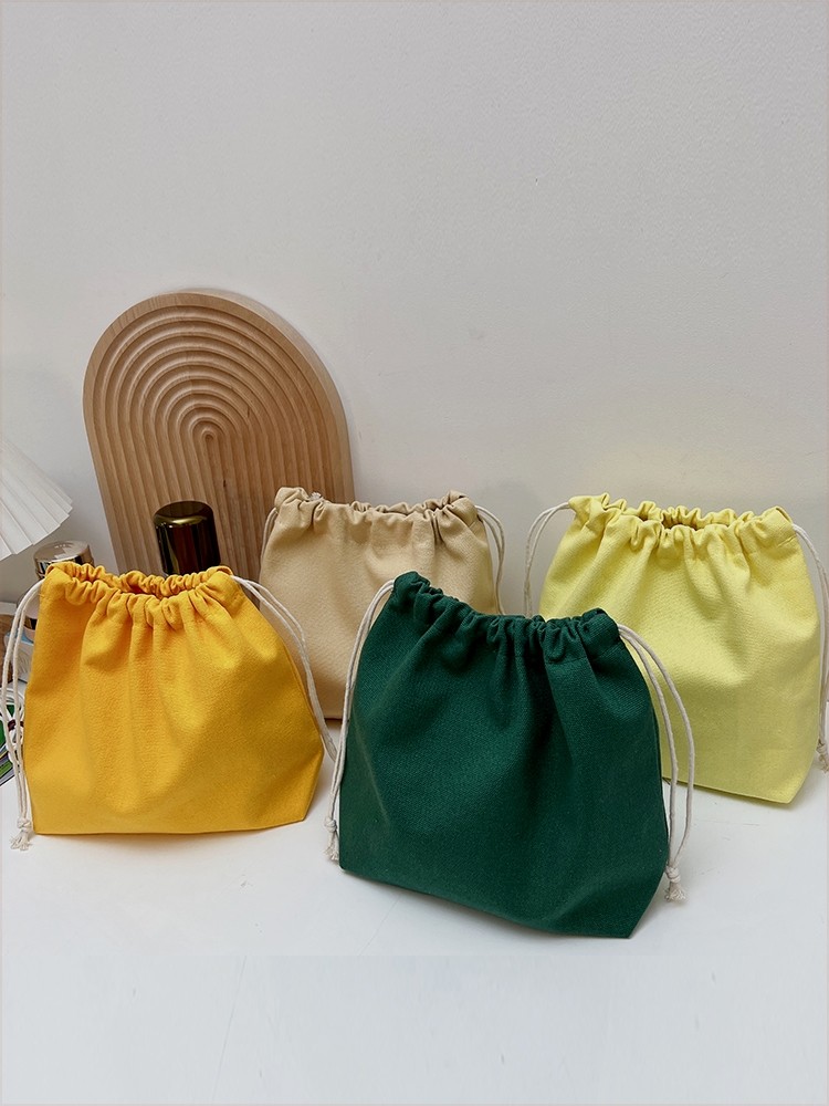 中号立体束口包女ins纯色帆布