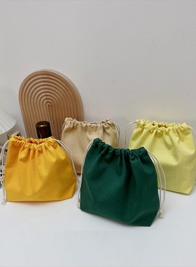 中号立体束口包女ins纯色帆布