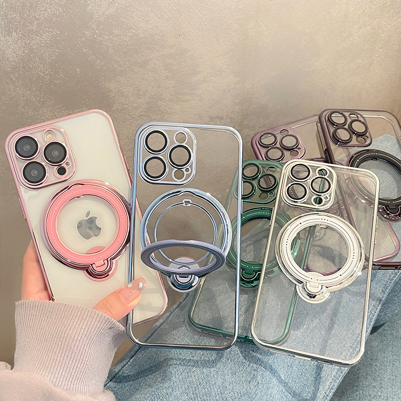电镀透明磁吸支架适用苹果15promax手机壳iphone14pro小众高级感13简约12网红情侣11超火max保护套plus男女潮