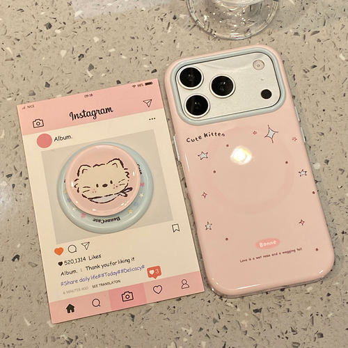 【每日新品】可爱粉底星星狗狗磁吸支架适用于苹果18promax手机壳iphone17pro保护套16新款15/17pm超好看外壳