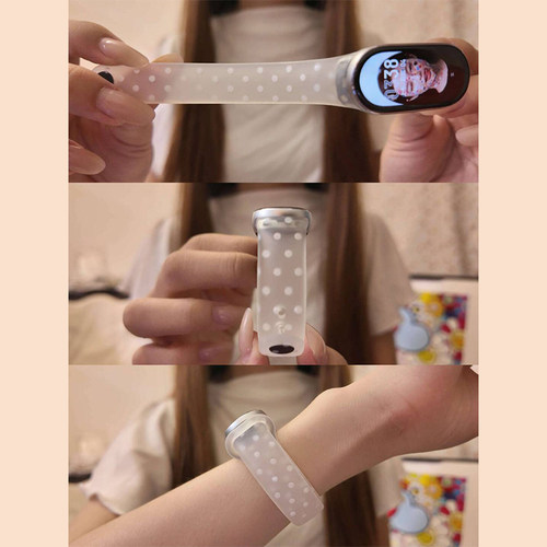 韩系ins白色波点适用于小米手环10/9/8表带新款磨砂硅胶白波点NFC/陶瓷板表带超好看巨好看简约高级感超火软