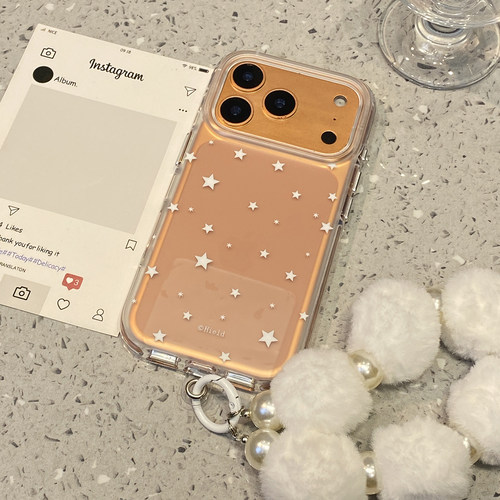 韩系ins简约半透磨砂星星适用于iphone17promax手机壳苹果16保护套14毛绒挂绳13新款15pro小众高级max手机套P