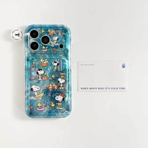 日韩ins蓝底冰川纹史努比适用于苹果17promax手机壳iphone16保护套全包新款15pro/max手机套17pm超好看巨好看