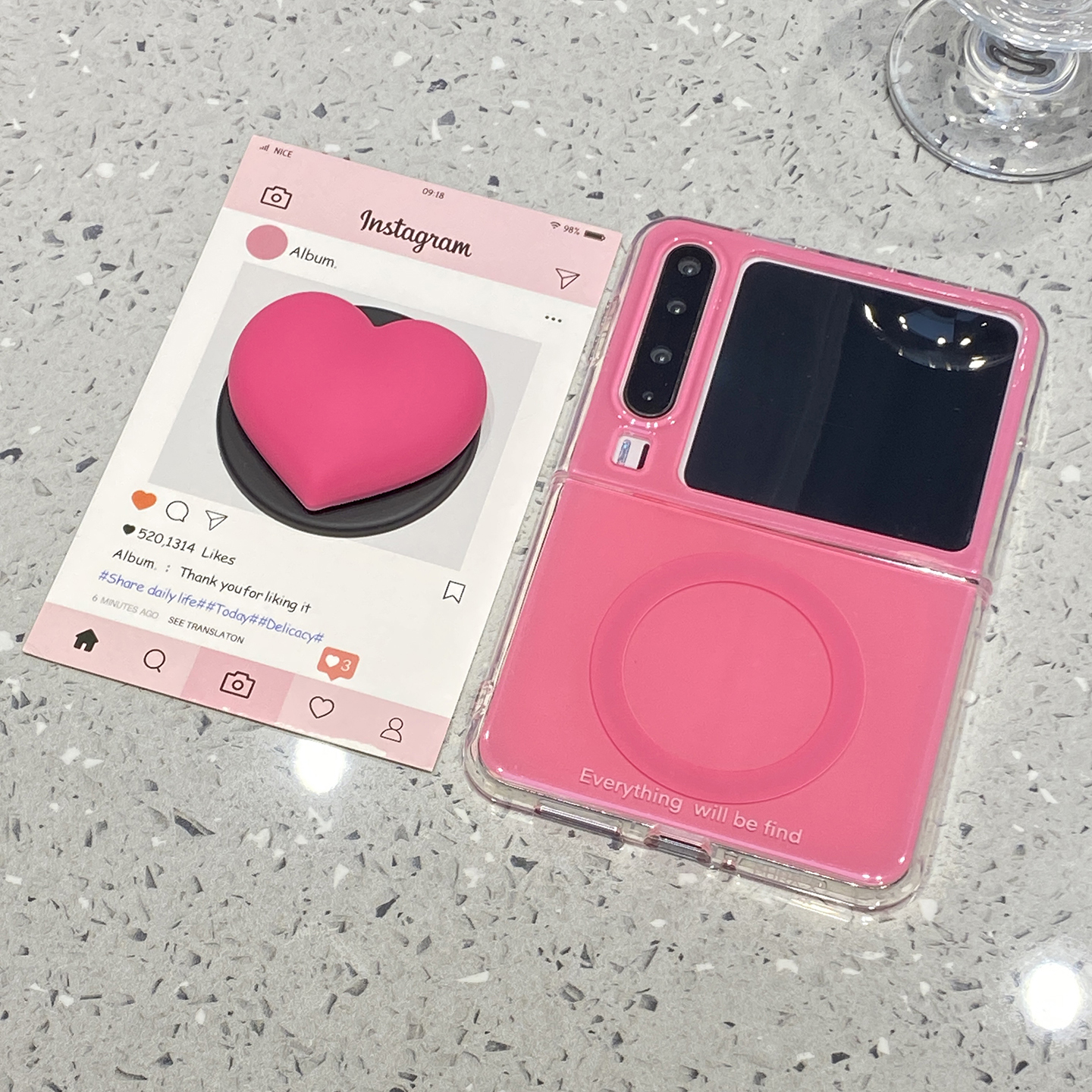 ins风玫红爱心支架适用华为purax折叠屏手机壳外壳Pocket2小米mixflip2三星zflip7磁吸6女款5软/pura/x典藏版