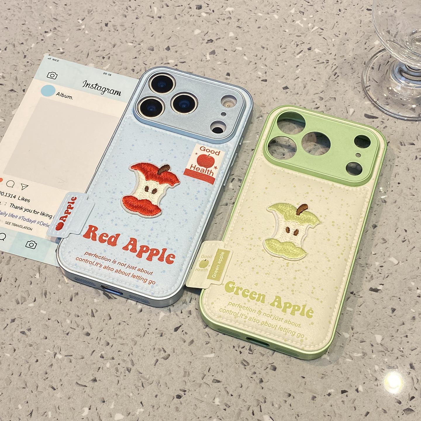 简约泼墨立体苹果刺绣适用于苹果17promax手机壳iphone16保护套14皮纹13全包新款15pro超好看max高级感手机套