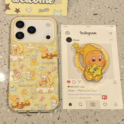 趣味可爱闪粉星星人适用于iphone17promax手机壳苹果15保护套14磁吸支架13新款16pro高级感max网红爆款手机套