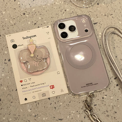 【每日新品】可爱旋转大象磁吸支架斜跨挂绳适用于苹果18promax手机壳iphone17pro保护套16/15/17pm超好看官