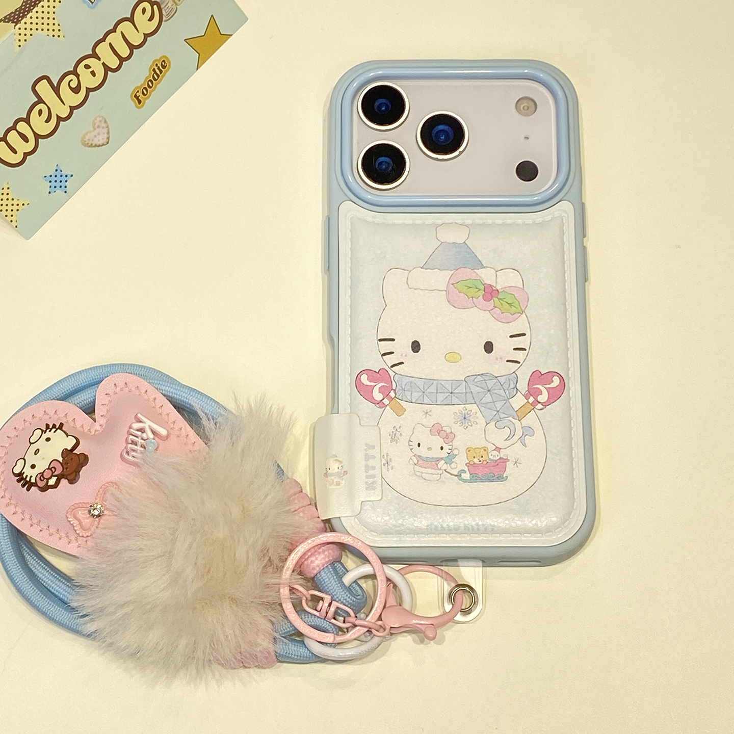 日韩可爱少女心雪人kt猫适用于iphone15手机壳苹果17promax保护套14挂绳13皮纹新款16pro网红爆款max手机套软