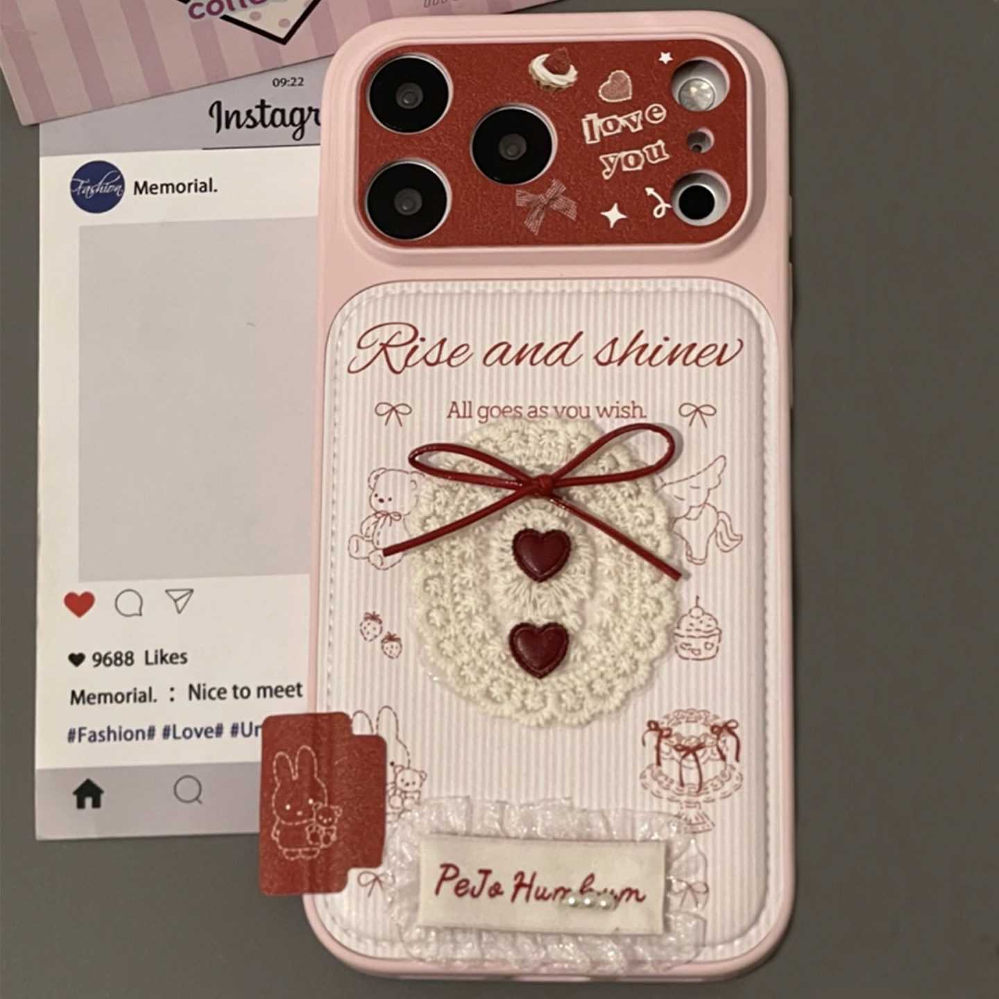 韩系ins蕾丝爱心蝴蝶结适用于苹果17promax手机壳ipho