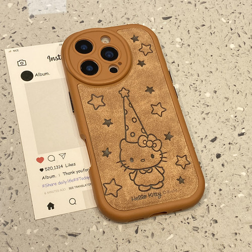 秋冬可爱星星长帽KT猫适用于苹果17promax手机壳iphone14保护套17网红新款16全包防摔15pro个性max超火手机套