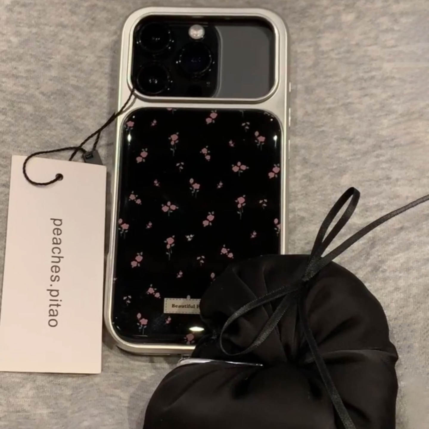 高级感复古ins电镀碎花适用于iphone17promax手机壳苹果15保护套14p丝绒挂绳13新款16pro创意max小众女手机套