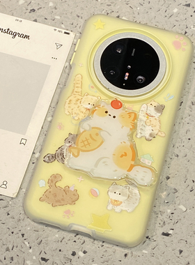 黄色果冻二合一多只猫咪支架适用华为mate80promax手机壳mate70pro新款mate60外壳pura70女款p80保护套不撞壳